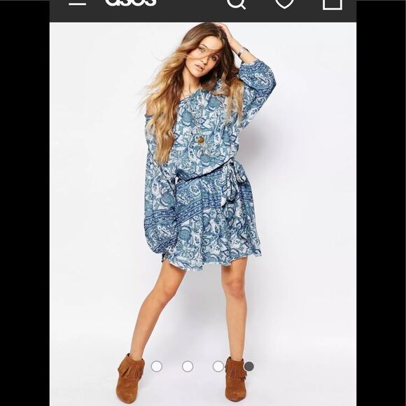 Free People Dresses & Skirts - FREE PEOPLE  Sun Print Dress Denim Blue